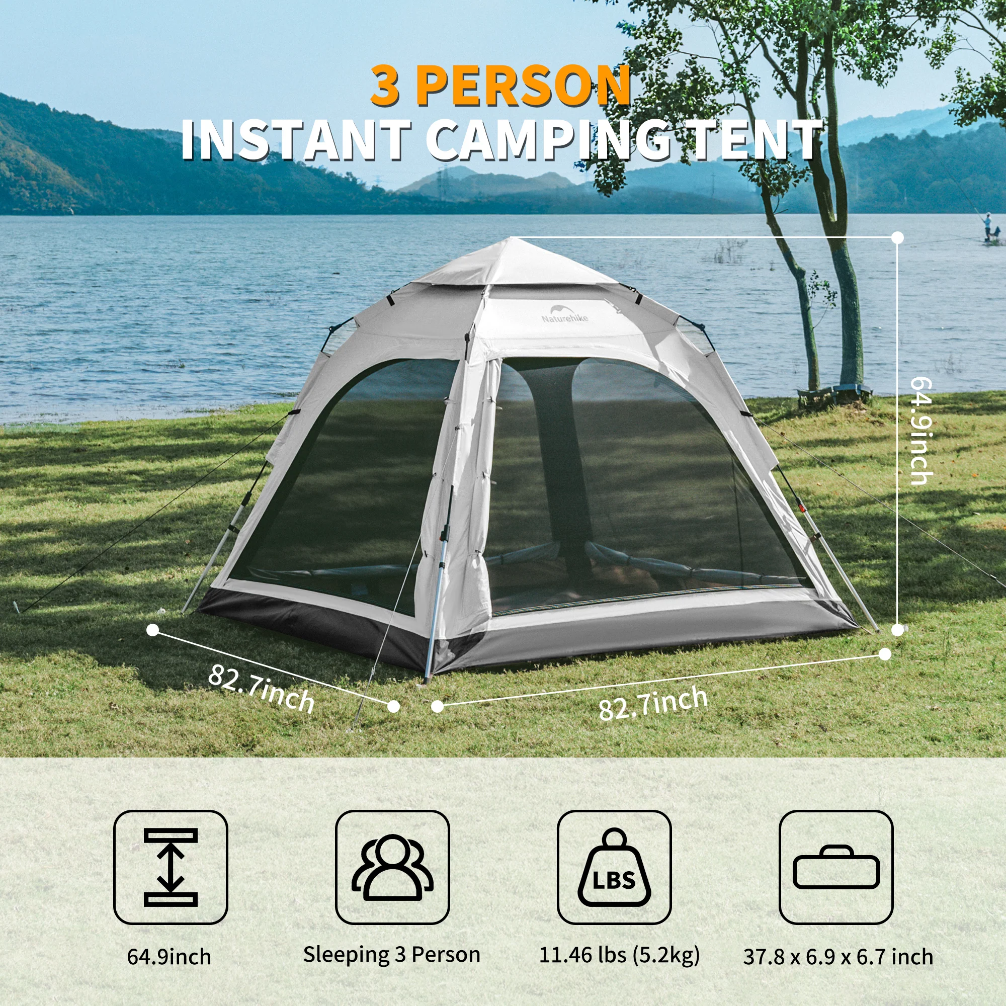 Ango™ 3-4 Person Instant Pop-Up Camping Tent - Image 4