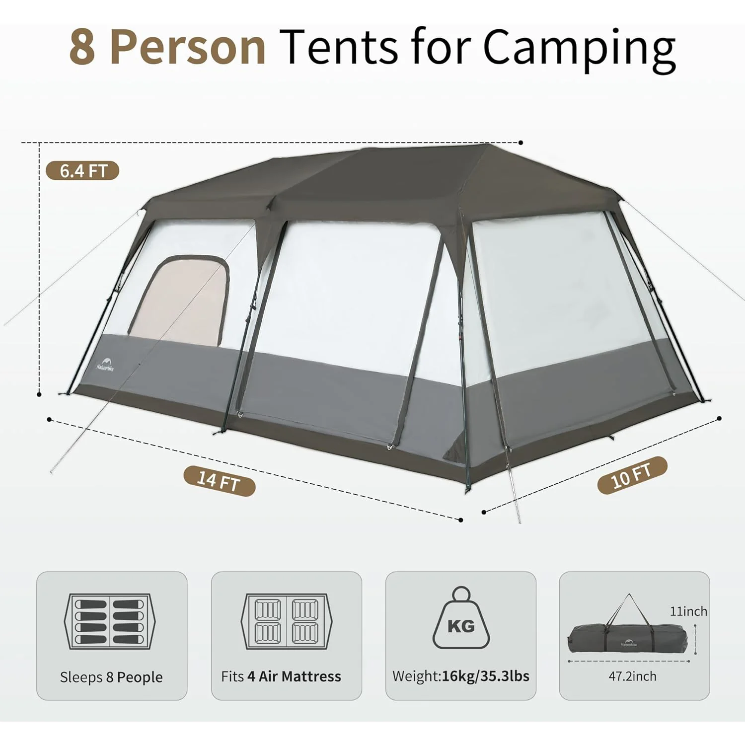 Cape™ 12.9 8-Person Square Pop-Up Camping Tent - Image 8
