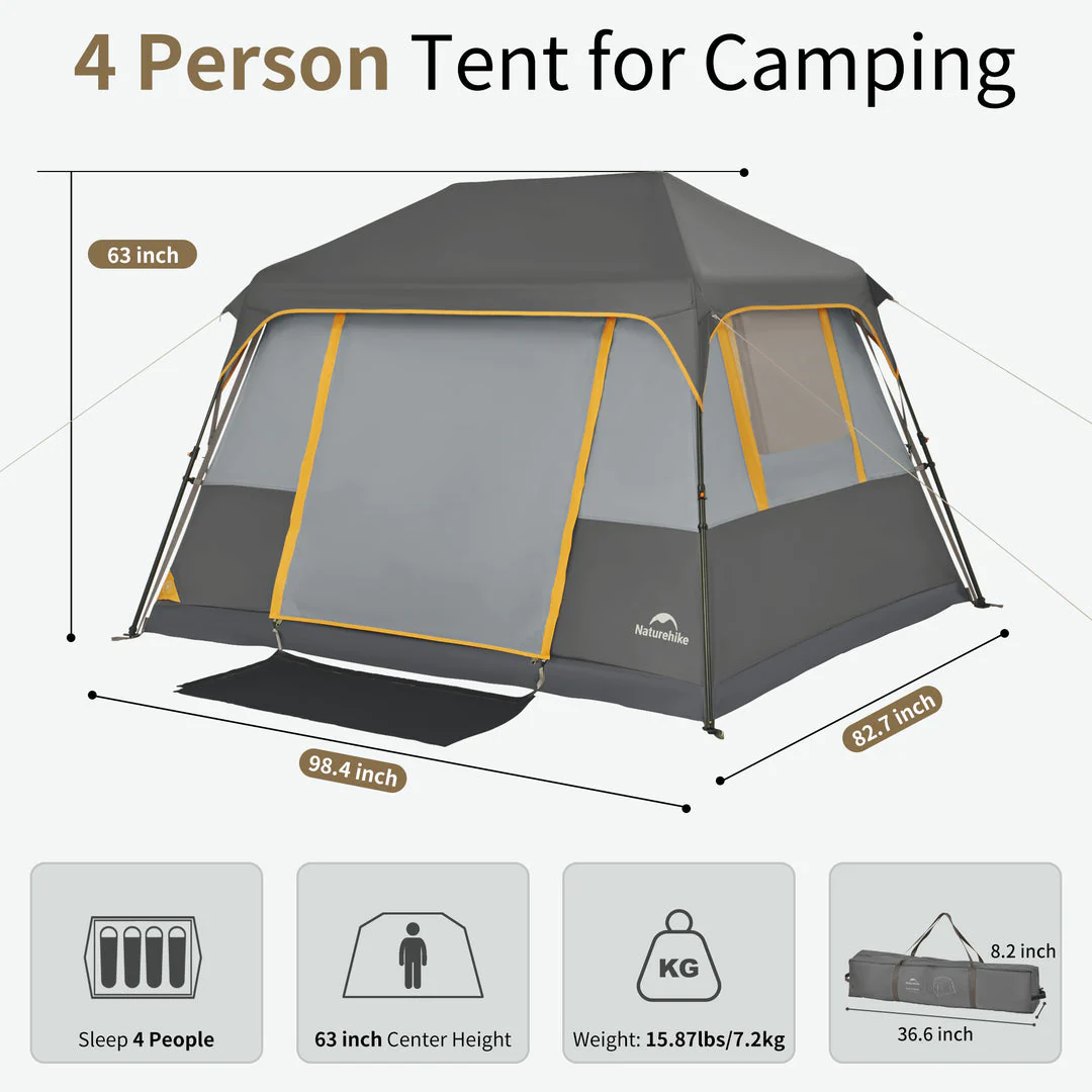 Cape™ 5.2 4-Person Square Pop-Up Camping Tent - Image 3