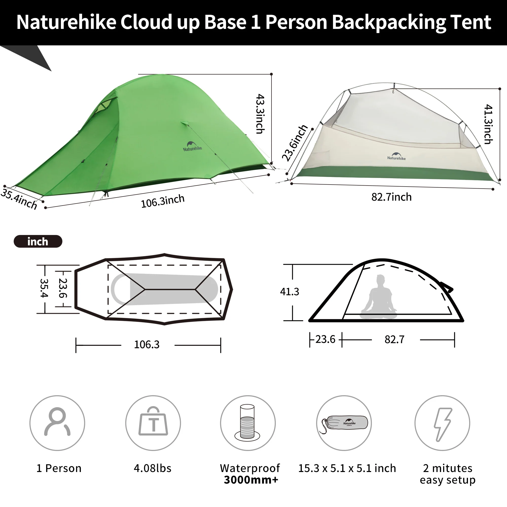 Cloud Up™ Base 1-Person Ultralight Backpacking Tent - Image 3
