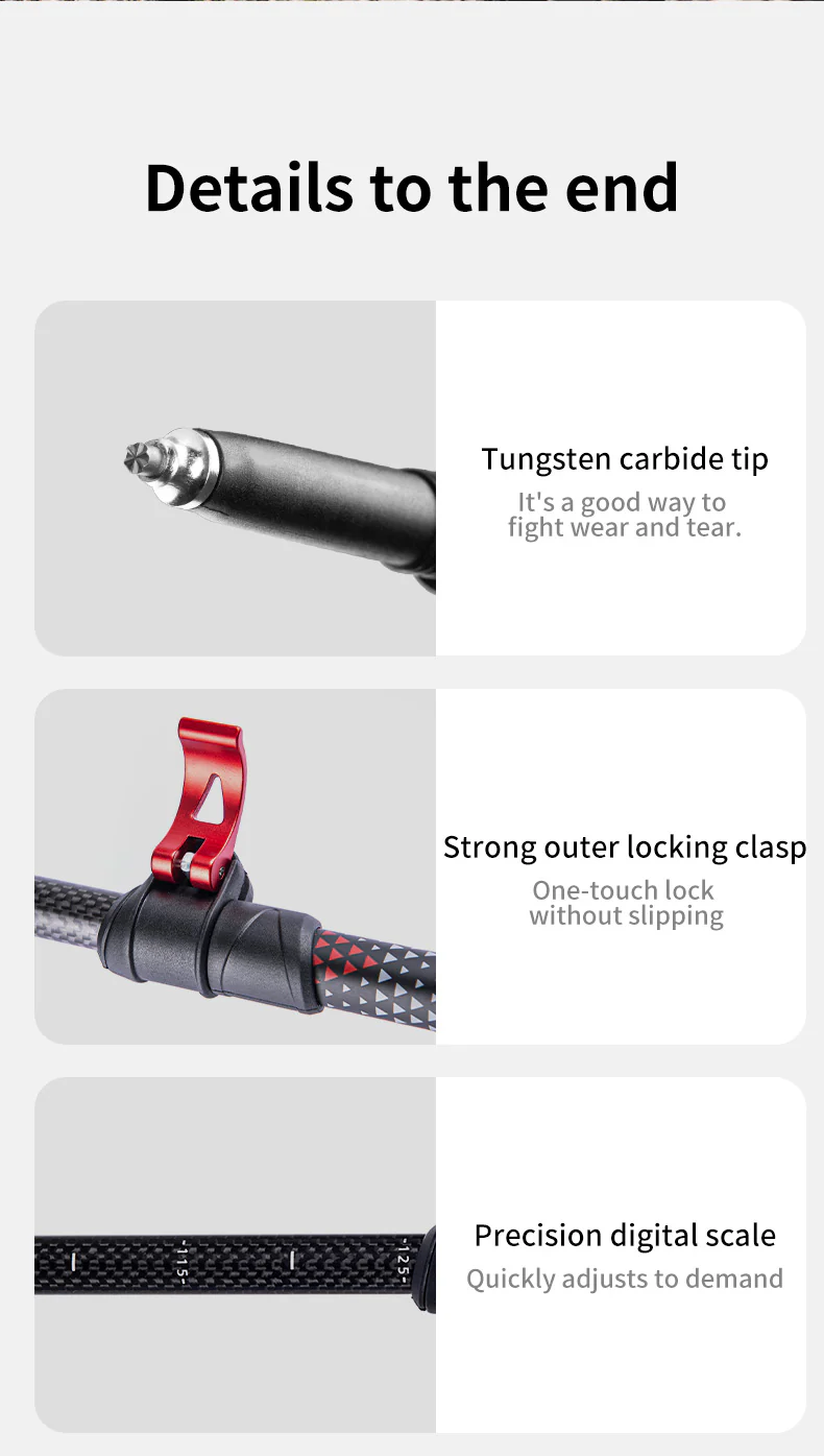 Far Wind™ Three-section Telescopic Carbon Trekking Pole - Image 13