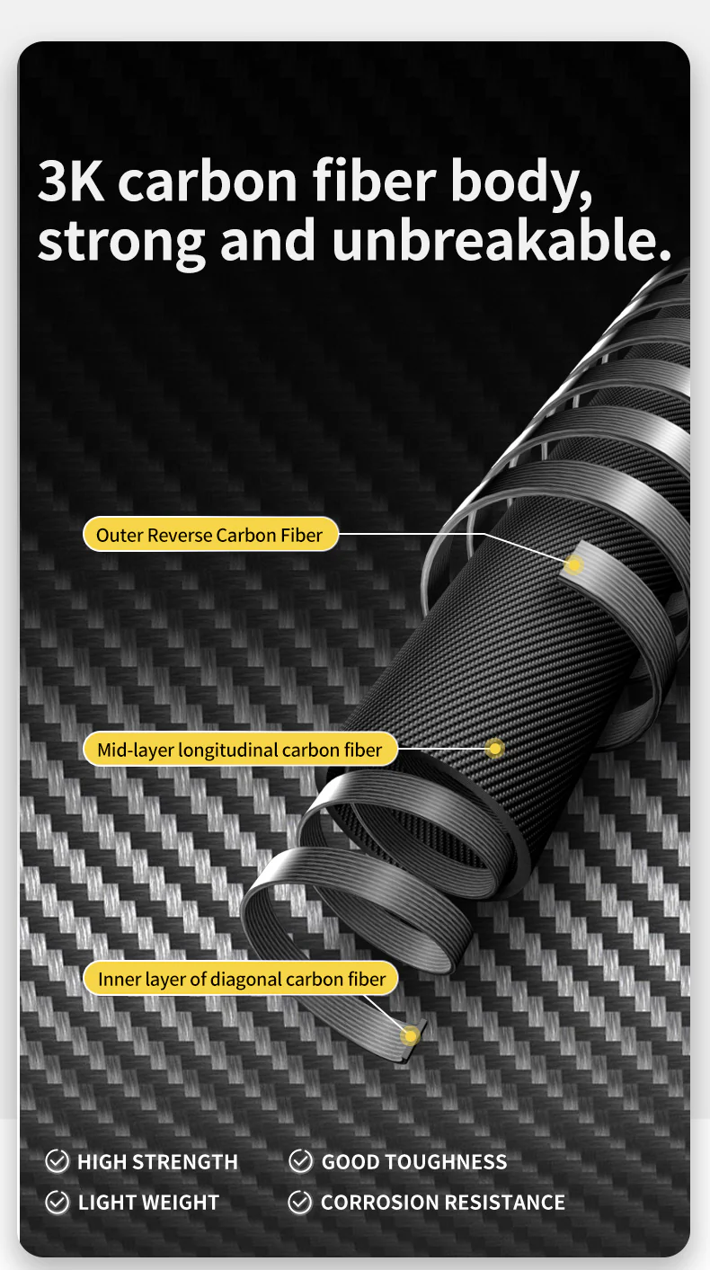 Far Wind™ Three-section Telescopic Carbon Trekking Pole - Image 7