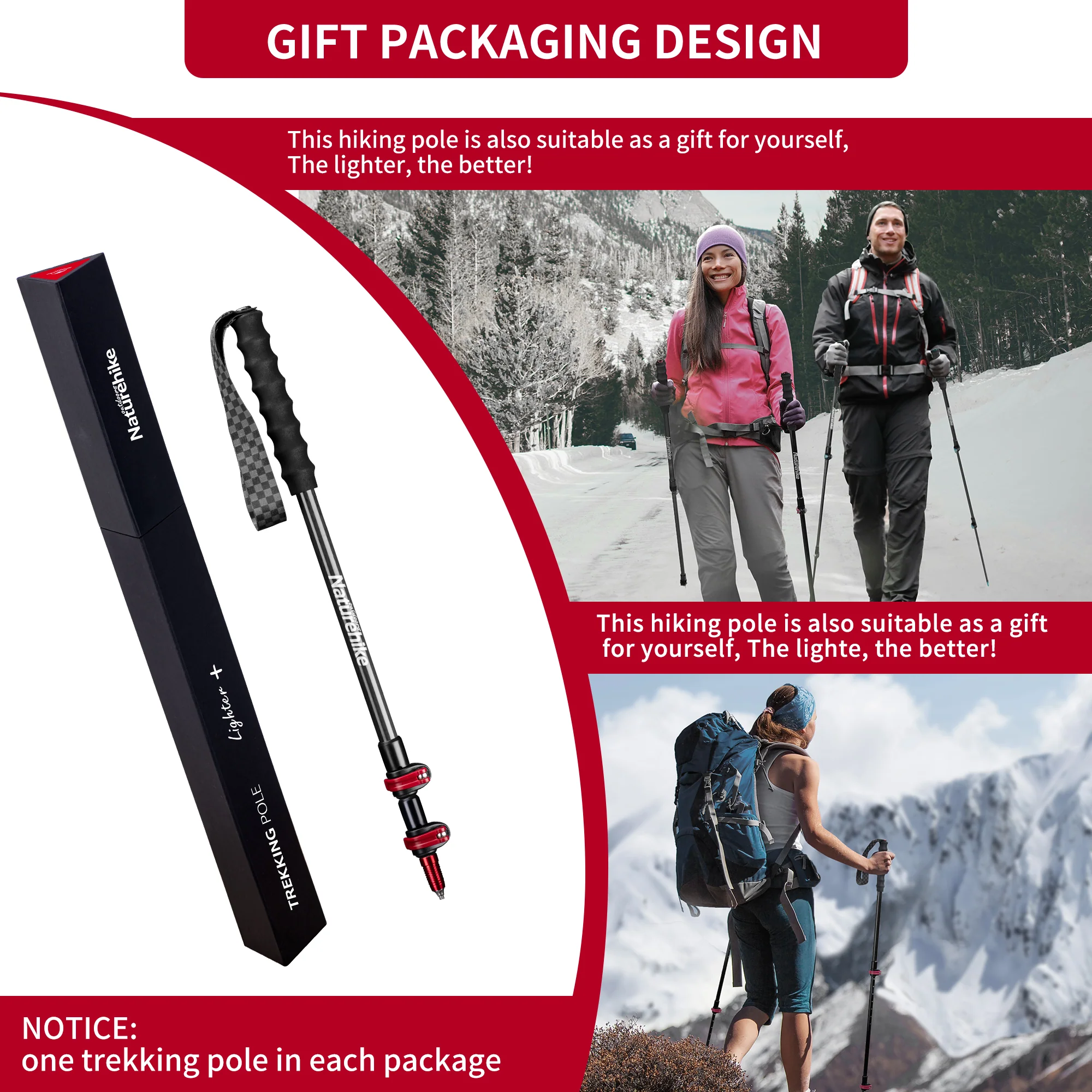 First Snow EXT2 - UltraLight Carbon Fiber External Lock Trekking Pole - Image 5
