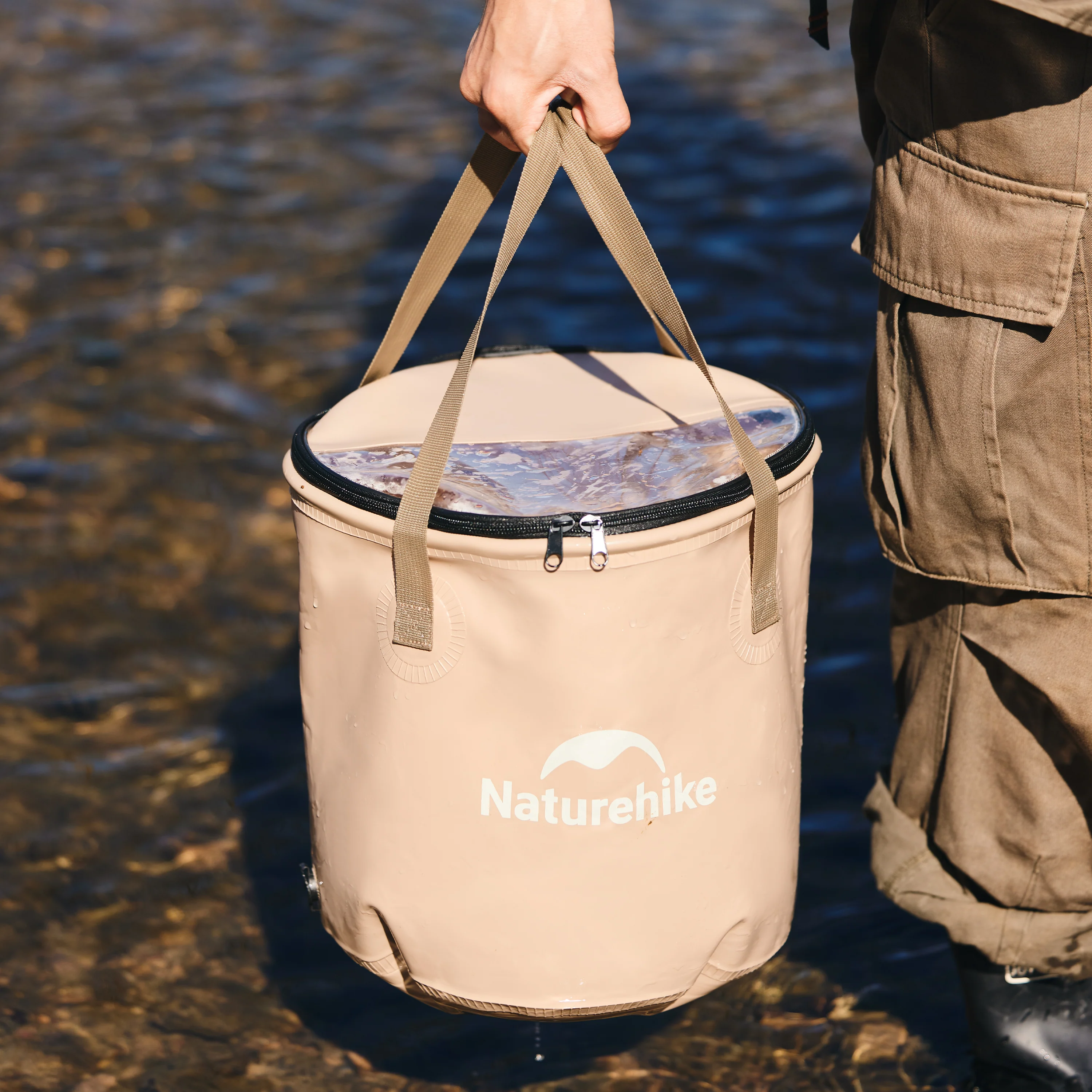 Naturehike 20L Collapsible Bucket – Portable Folding Wash Basin with Lid & Handle - Image 11