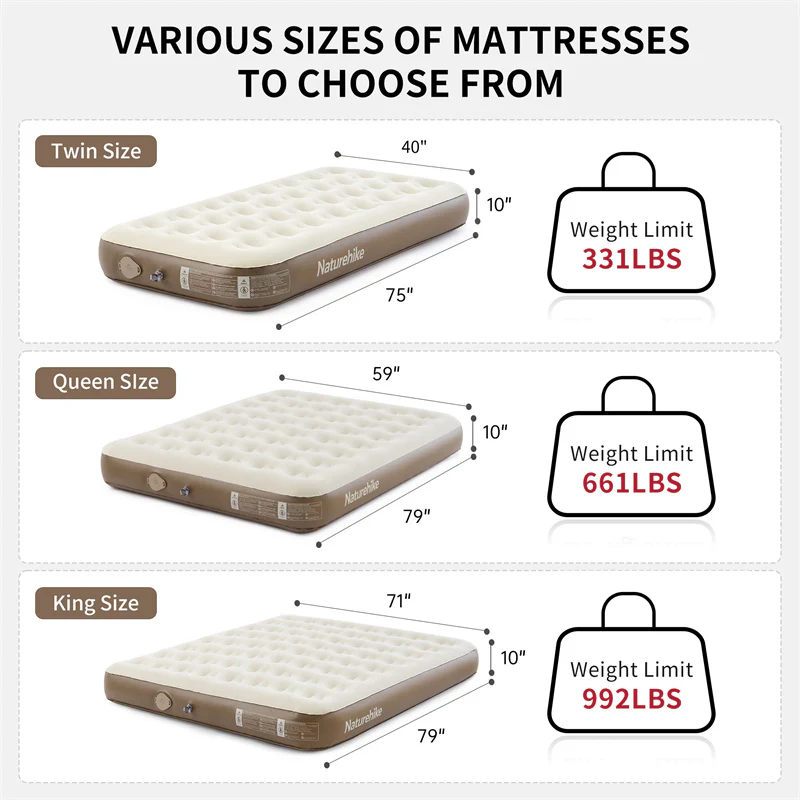 Naturehike C25 King Size Built‑in Pump PVC High‑Height Inflatable Mattress - Image 5