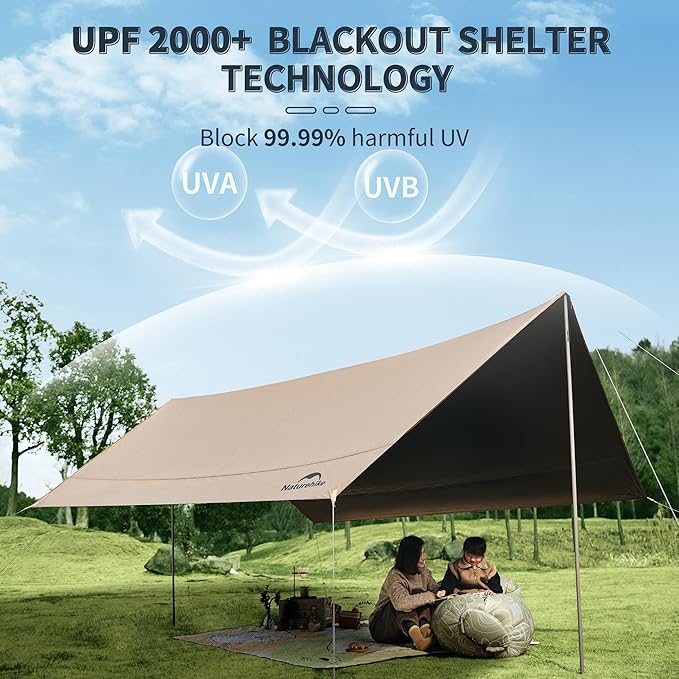 Naturehike Cloud Skies Camping Tarp with Poles, Waterproof Sun Shelter - Image 5