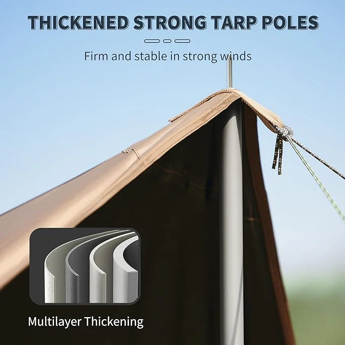 Naturehike Cloud Skies Camping Tarp with Poles, Waterproof Sun Shelter - Image 6