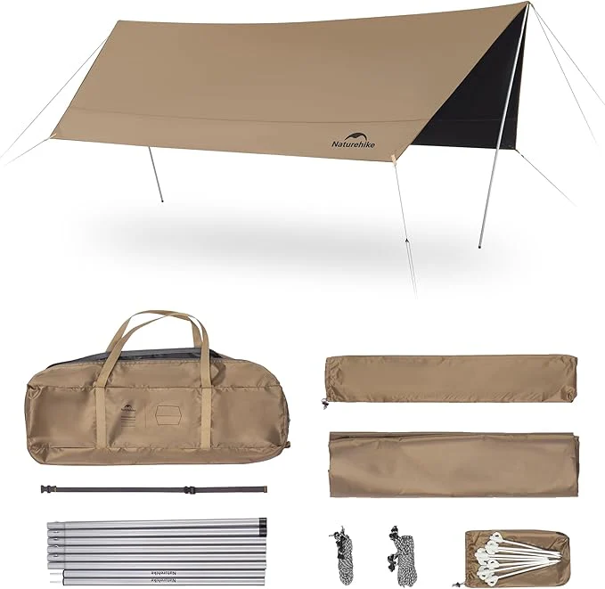 Naturehike Cloud Skies Camping Tarp with Poles, Waterproof Sun Shelter - Image 9