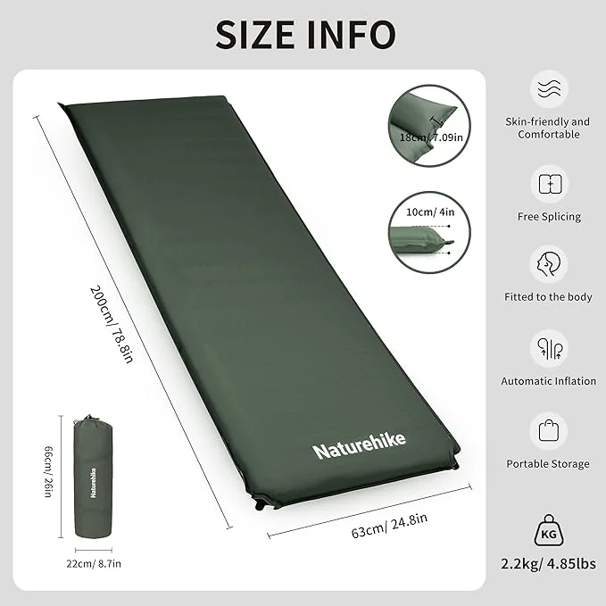 Naturehike D04 Inflatable Camping Mat 10cm Thick Portable Sleeping Pad - Image 3