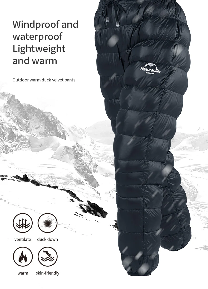 Naturehike Down Pants,Men's Women's Puffy Pants,Winter Warm Outdoor Men Women Ski Snow Pants,Camping Hiking Pants - Image 3