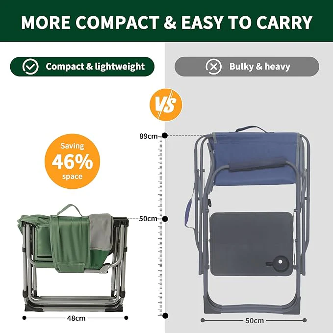 Naturehike Folding Camping Director Chair with Side Table and Storage Pockets - Image 2