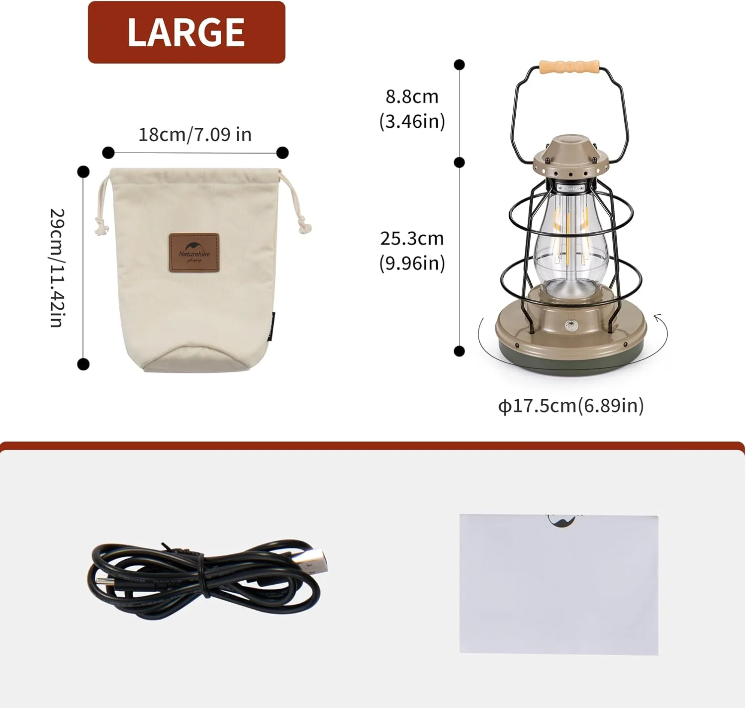 Naturehike LED Camping Lamp IPX4 Waterproof Stepless Dimming 10000mAh Battery - Image 2