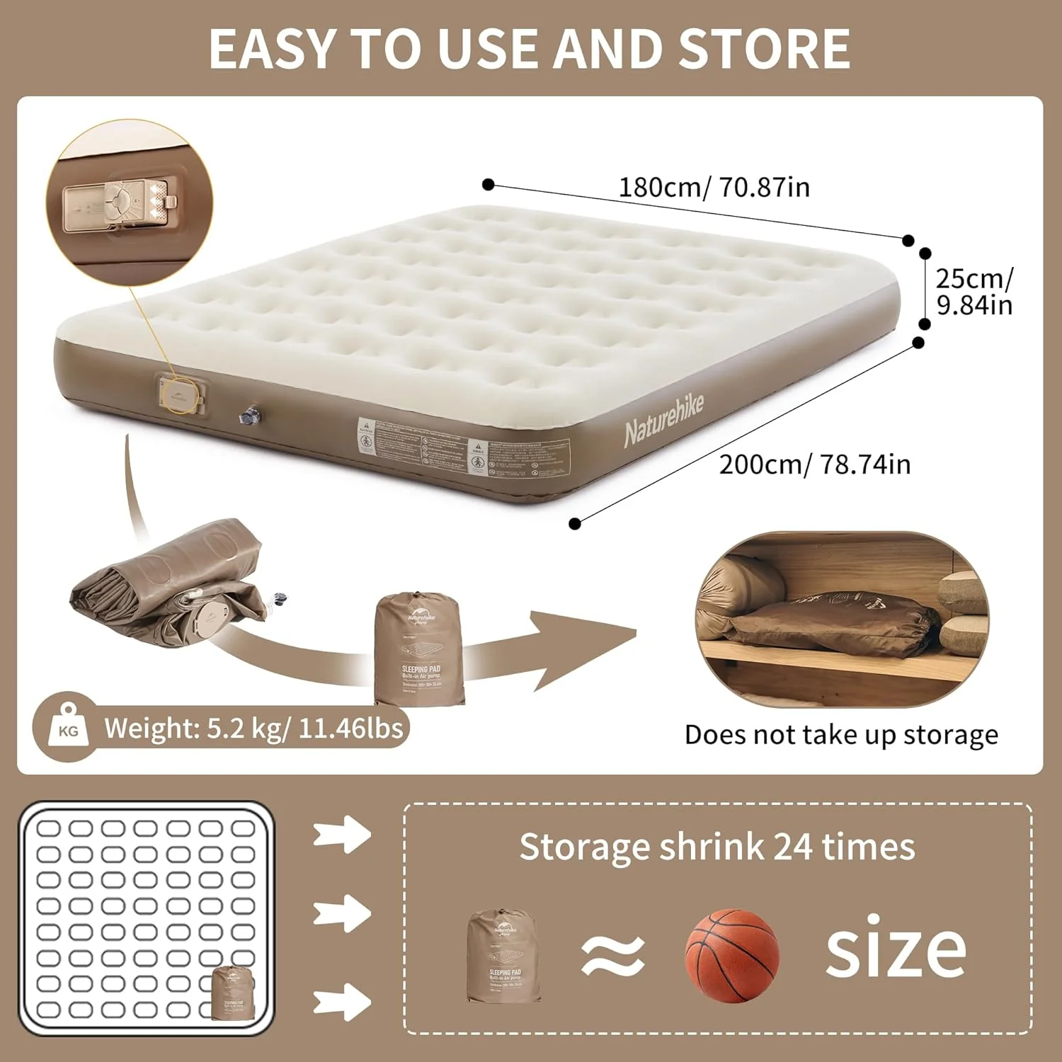 Naturehike Morning View King Air Mattress with Built-in Pump - Image 7