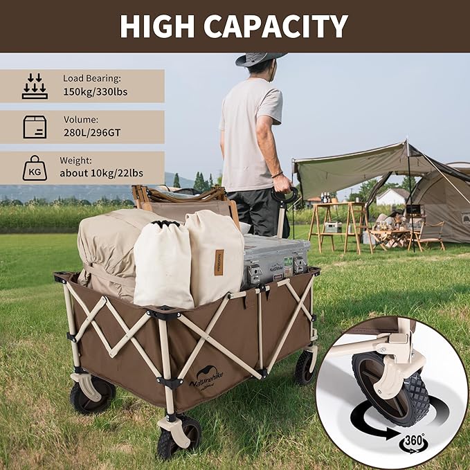Naturehike Outdoor Cart Wagon Large Capacity Utility Trolley for Transport - Image 3