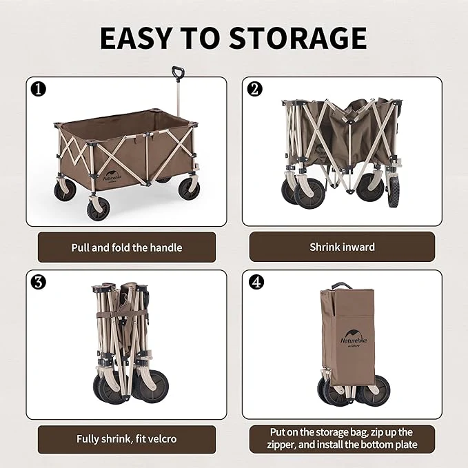 Naturehike Outdoor Cart Wagon Large Capacity Utility Trolley for Transport - Image 4