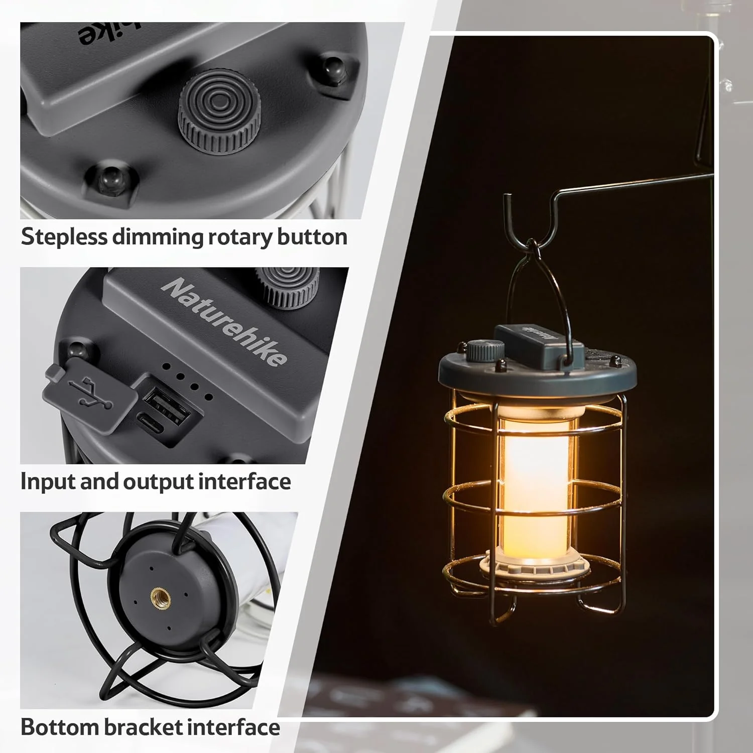 Naturehike Rechargeable Camping Light Portable Lantern with Hook - Image 8