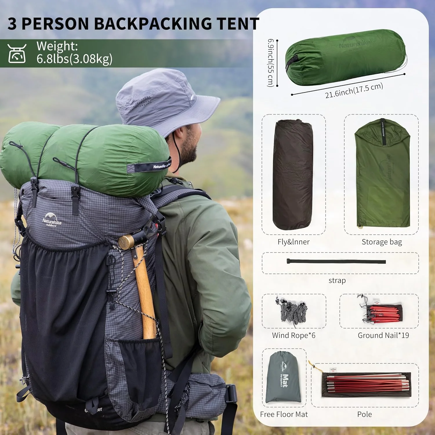 Opalus™ 3-Person 4-Season Tunnel Backpacking Tent - Image 8