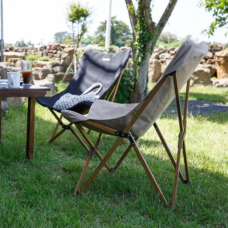 Wood Grain Foldable Camping Chair - Image 2